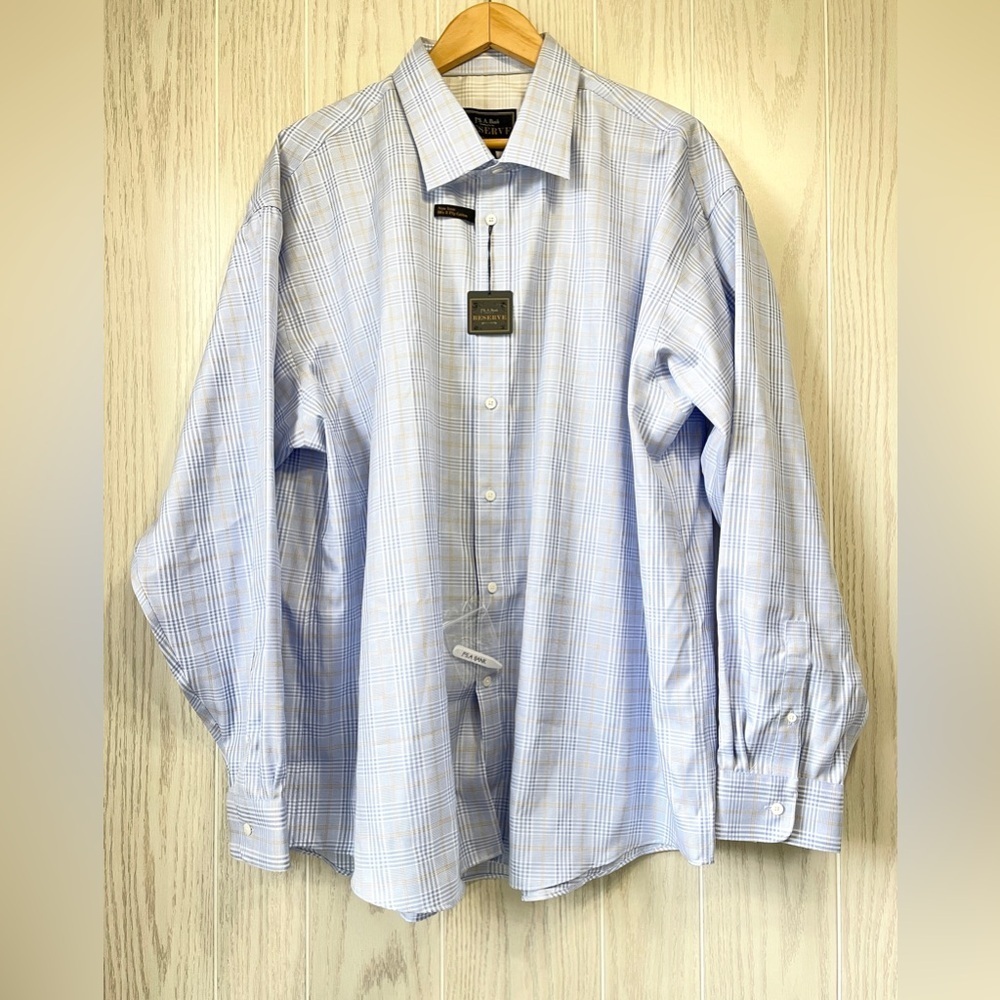 JoS. A. Bank Reserve Blue Plaid Tailored Fit Long Sleeve Button Dress Shirt 2x